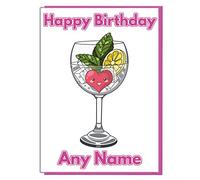 AK Giftshop Personalised Gin and Tonic Themed Birthday Card - Mum - Nan - Sister - Auntie - Friend - ADD A NAME AND AGE