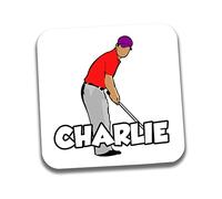 AK Giftshop Personalised Golf Player Coaster Drink Placemat - ANY NAME OR WORD