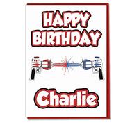 AK Giftshop Personalised Laser Tag Birthday Card - Any Name Age Relative