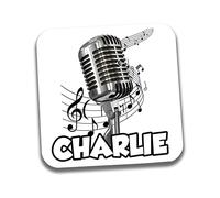 AK Giftshop Personalised Microphone Coaster Drink Placemat - ANY NAME OR WORD