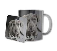 AK Giftshop Personalised Mug and Coaster Set - Weimaraner - Gift - Birthday - Christmas - Stocking Filler - Secret Santa