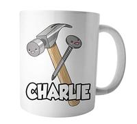 AK Giftshop Personalised Mug - Hammer and Nail Builder DIY - Gift - Birthday - Christmas - Stocking Filler - Secret Santa