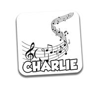 AK Giftshop Personalised Music Notes Coaster Drink Placemat - ANY NAME OR WORD