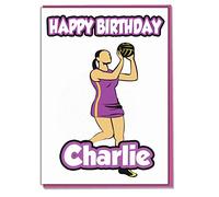 AK Giftshop Personalised Netball Birthday Card - Any Name Age Relative