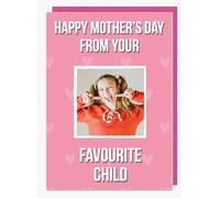 AK Giftshop Personalised Photo Mothers Day Card From Your Favourite Child For Mum, Stepmum, Parent - Your Photo (Pink)