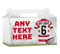 AK Giftshop Personalised Rugby Party Boxes Bags, Gloucester Shirt Jersey Colours, For Birthday, Sports Club - ANY TEXT (15)