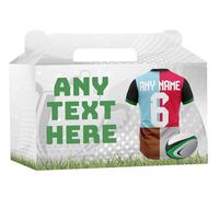 AK Giftshop Personalised Rugby Party Boxes Bags, Harlequins Shirt Jersey Colours, For Birthday, Sports Club - ANY TEXT (15)
