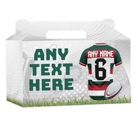 AK Giftshop Personalised Rugby Party Boxes Bags, Leicester Tigers Shirt Jersey Colours, For Birthday, Sports Club - ANY TEXT (15)