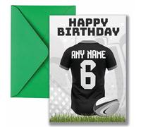 AK Giftshop Personalised Rugby Shirt Birthday Card, Exeter Jersey Colours, A5 Size, with Green Envelope