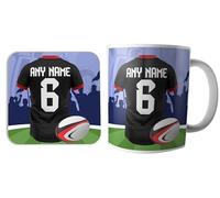 AK Giftshop Personalised Rugby Shirt Saracens Colours Mug and Coaster Gift Set