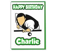 AK Giftshop Personalised Snooker Birthday Card - Any Name Age Relative