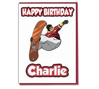 AK Giftshop Personalised Snowboarding Birthday Card - Any Name Age Relative