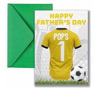 AK Giftshop Pops Father's Day Card with Yellow Football Jersey Design, Number 1 Pops Theme, Sports Motif, A5 Size with Green Envelope