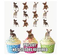 AK Giftshop PRE-CUT Cute Chihuahua Dogs - Edible Cupcake Toppers/Cake Decorations (Pack of 12)