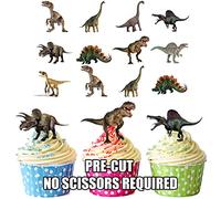 AK Giftshop PRE-CUT Dinosaur Party Pack - Edible Cupcake Toppers/Cake Decorations (Pack of 36)