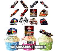 AK Giftshop PRE-CUT Formula 1 Party Pack - Edible Cupcake Toppers/Cake Decorations (Pack of 36)