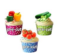 AK Giftshop PRE-CUT Green House Plants Allotment - Edible Cupcake Toppers/Cake Decorations (Pack of 12)