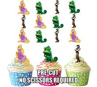AK Giftshop PRE-CUT Tangled/Rapunzel - Edible Cupcake Toppers/Cake Decorations (Pack of 12)