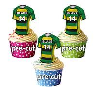 AK Giftshop PRECUT Personalised Rugby Shirts With Your Chosen NAME & NUMBER - Edible Cupcake Toppers/Cake Decorations Northampton Colours (Pack of 24)