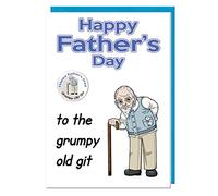 AK Giftshop Rude Father's Day Old Man Themed Card And Badge For A Dad, Stepdad, Grandad or Stepgrandad - To The Grumpy Old Git