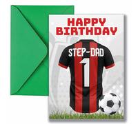 AK Giftshop Step-dad Football Birthday Card, Jersey Design, A5 Size, with Green Envelope - CUSTOM WITH ANY NUMBER (BOURNEMOUTH COLOURS)
