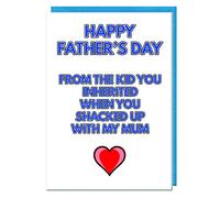 AK Giftshop Stepdad Father's Day Card - Happy Father's Day From The Kid You Inherited When You Shacked Up With My Mum