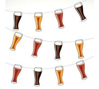 AK Giftshop Stout Lager Ale Alcohol Mix Bunting Party Decorations - 12pcs / 2.5m Ribbon