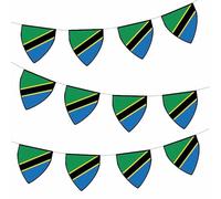AK Giftshop Tanzania Pennant Flag Bunting Birthday Wedding Events Decorations - 12pcs / 2.5m Ribbon