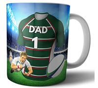 AK Giftshop Tea Coffee Mug Rugby Gift for Dad - Leicester Tigers Colours
