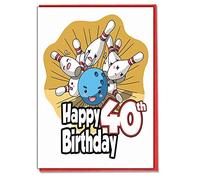 AK Giftshop Ten Pin Bowling - 40th Birthday Card - Ladies - Mens - Daughter - Son - Friend - Husband - Wife - Brother - Sister - Mum - Dad