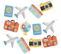 AK Giftshop Travel Holiday Themed Bunting, Party Decorations, Bon Voyage, Farewell, Adventures, Events -12pcs / 2.5m Ribbon