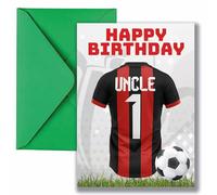 AK Giftshop Uncle Football Birthday Card, Jersey Design, A5 Size, with Green Envelope - CUSTOM WITH ANY NUMBER (BOURNEMOUTH COLOURS)