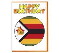 AK Giftshop Zimbabwe Flag - Birthday Card - Friend - Family - Colleague - Mate - Boss - Loved One