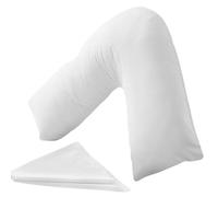 AK InHome V Pillow with Microfibre White Case Triangle Pillow with Microfiber Cover for Neck - Back & Shoulder Support - V Shaped Nursing Maternity Pregnancy Body Pillows - (Size 73x34 cm)