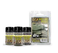 AK Interactive AFV Series AK4060 Dust & Dirt Deposits Weathering Acrylic Paint Set