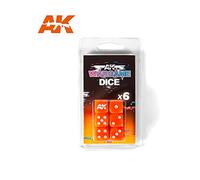 AK Interactive D6 Dice Set - Orange w/ White (6)