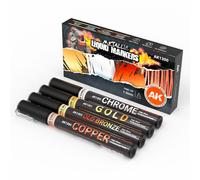 AK Interactive Metallic Marker Pen Set Gold, Chrome, Old Bronze, Copper AK1300