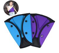 AK KYC 2 Pack Car Safety Kids Seatbelt Adjuster Cover Strap Mash Shoulder Pad Children Seat Belt Clips Purple + Blue