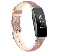 AK Leather Band Compatible with Fitbit Inspire 3 Bands for Women Men, Soft Classic Top Grain Leather Replacement Strap for Fitbit Inspire 3 Fitness Tracker (Glistening Rose Gold)