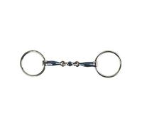 AK Loose Ring Double Jointed Lozenge with Curved Shape Horse Bit AKRS-2605 (Blue-Silver, 4.50'')