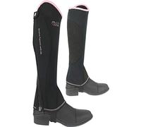 AK Neoprene Curved Zip Horse Riding Half Chaps AKRS-1828 (L, Black/Pink)