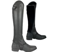 AK New Unisex Equestrian Classic Full Grain Leather Horse Riding Half Chaps AKRS-1979 (Black, 14/XXS)