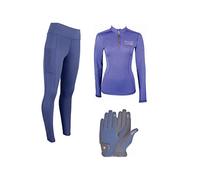 AK Oreo Pull on high Waisted Breathable Riding Tights/Leggings/Breeches with Full seat Silicon Grip AKRS-6052-01 (UK, Alpha, XXL, Regular, Regular, Bundle Offer (All in ONE) Navy)