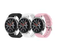 AK Pack 3 22mm Silicone Strap for Samsung Galaxy Watch 46mm /Galaxy Watch 3 45mm /Gear S3 Frontier/Classic, Soft Silicone Sport Wristband Replacement Straps For Men Women (Black+White+Rose)