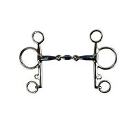 AK Pelham with Double Jointed Bit in Sweat Iron Horse Riding Bits AKRS-2610 (Blue/Silver, 4.75'')