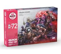 AK Quick GEN Set AK17602 Quick Paint Set 72 Colors (72x18ml + 2X Medium + 2X Brushes)