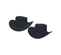 AK Real Suede Leather Hats Bush & Safari Hats, Hand Crafted, Western/Cowboy/Outback/Australian/Style with Band for Men & Women AKRS-4003 (Black, S)