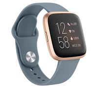 AK Silicone Bands Compatible with Fitbit Versa 2, Classic Soft Straps Replacement Sport Wristbands for Women & Men (Blue Gray)