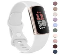 AK Sport Band Compatible with Fitbit Charge 6 Bands/Fitbit Charge 5 Bands Women Men, Classic Soft Replacement Straps Wristbands for Fitbit Charge 6/5 Advanced Fitness & Health Tracker (White,Small)