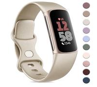 AK Sport Band Compatible with Fitbit Charge 6 Bands / Fitbit Charge 5 Bands Women Men, Classic Soft Replacement Straps Wristbands for Fitbit Charge 6 / 5 Advanced Fitness & Health Tracker (Champagne